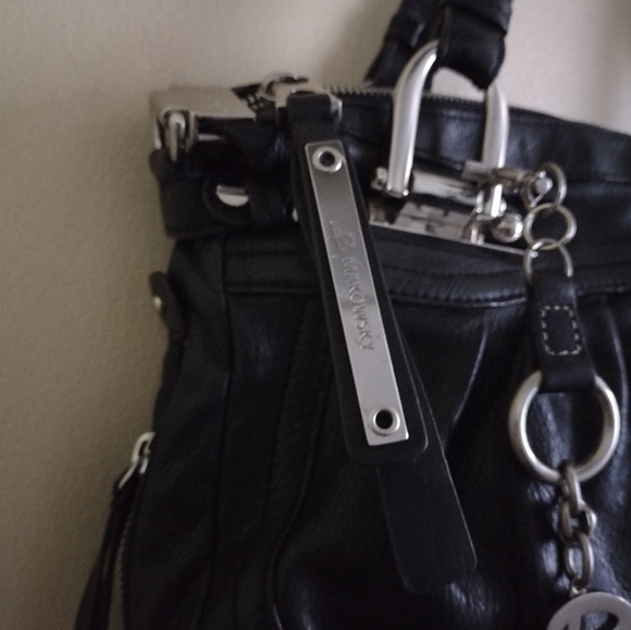 B. Makowsky Black Leather Shoulder Bag - Picture 2 of 9